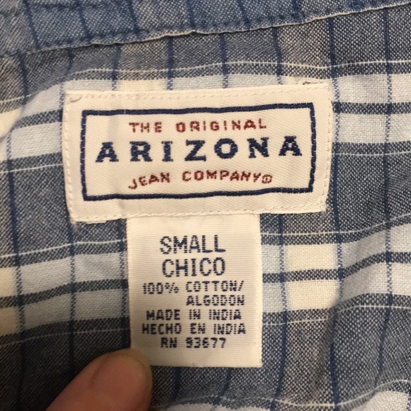 VTG 90s Arizona Jeans Short Sleeve Blue Plaid Shirt, S - Picture 7 of 7